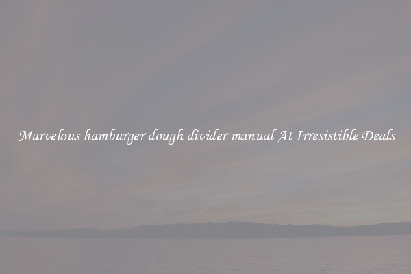 Marvelous hamburger dough divider manual At Irresistible Deals