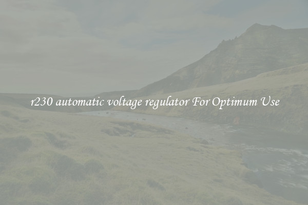 r230 automatic voltage regulator For Optimum Use
