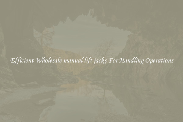 Efficient Wholesale manual lift jacks For Handling Operations