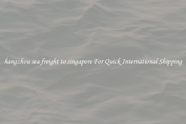 hangzhou sea freight to singapore For Quick International Shipping