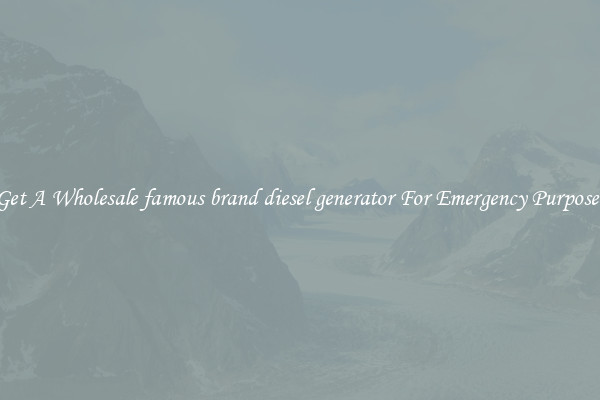 Get A Wholesale famous brand diesel generator For Emergency Purposes